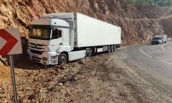 İliç’te Virajı Alamayan Tır Yoldan Çıktı: Sürücü Kazayı Yara Almadan Atlattı
