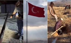 Pişkidağ’ın Gençleri, Kendi Elleriyle Şanlı Bayrağı Göndere Dikti (VİDEO)