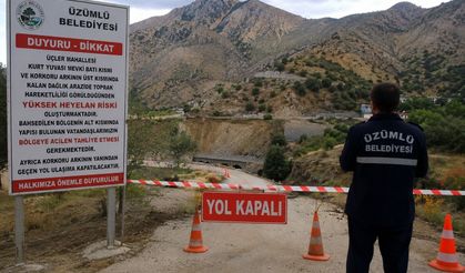 Üzümlü'de heyelan oluştu. Evlere tahliye istendi. Tarlalar ve bahçeler risk altında