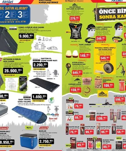 Bim'e 2 Mayıs tarihinde, Kamp Çadırı, Katlanabilir Tuvalet, Güç İstasyonu, Uyku Tulumu, Elektrikli Bisiklet Geliyor...