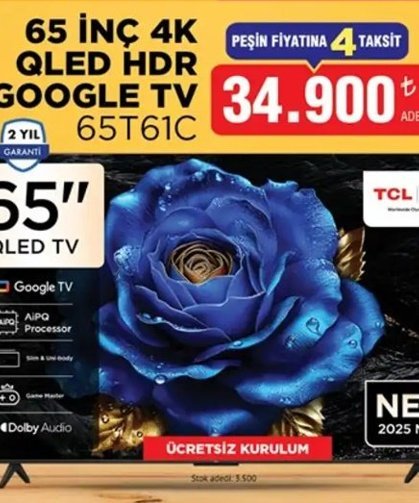 BİM’e 65 İnç 4K QLED TV Geliyor