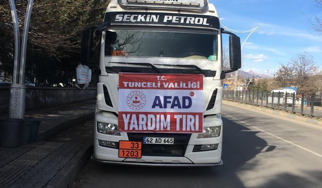 Tunceli'den Hatay'daki depremzedelere 2 tır içme suyu gönderildi