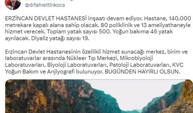 Erzincan Devlet Hastanesi hayırlı olsun