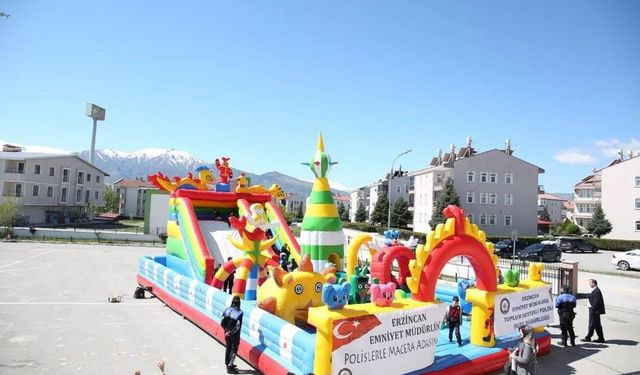 'Polislerle Macera Adası' projesiyle okullar balon park ile neşeleniyor