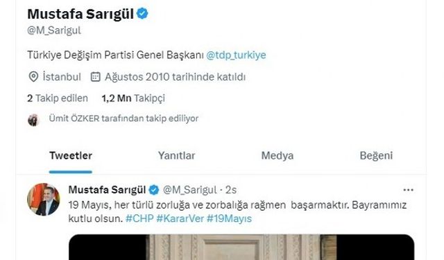 Sarıgül’ün twitter karnesi