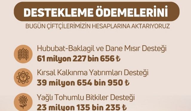 Müjde! Tarımsal destekleme ödemeleri başladı