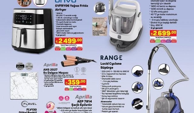 31 Ağustos'ta A-101’e; Koltuk / Halı Yıkama Makinesi, Cam Ankastre Seti, Airfryer ve Valiz Seti Geliyor!