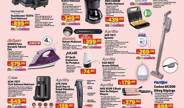 Overlok Makinesi, 24 Parça Yemek Takımı, Tost/Kahve/ Waffle Makinesi, Airfryer Yağsız Fritöz ve Dikey Süpürge A-101'de!