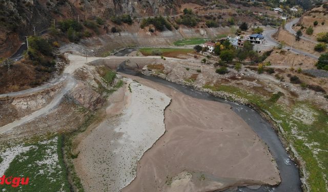 Torul Barajı'nda sular çekildi, tarihi Torul Köprüsü gün yüzüne çıktı