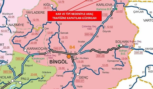 Bingöl-Erzurum karayolu tipi nedeniyle kapandı