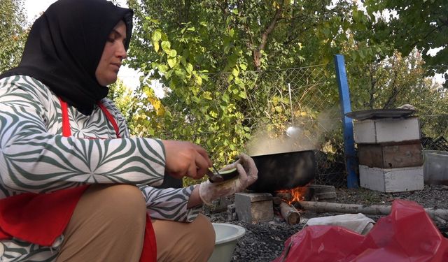 Iğdır'a has patlıcan reçeli yapımı için kazanlar kaynamaya başladı