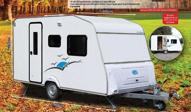 A-101'de Seyahat Severler İçin  Karavan ve 3 Tekerlekli Elektrikli Moped geliyor!