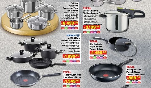 A-101'de Fissler, TEFAL, WMF, Zwilling, KORKMAZ Tencere Setleri, Çatal/Kaşık/Bıçak Takımı, Dik Şarjlı Süpürge geliyor!