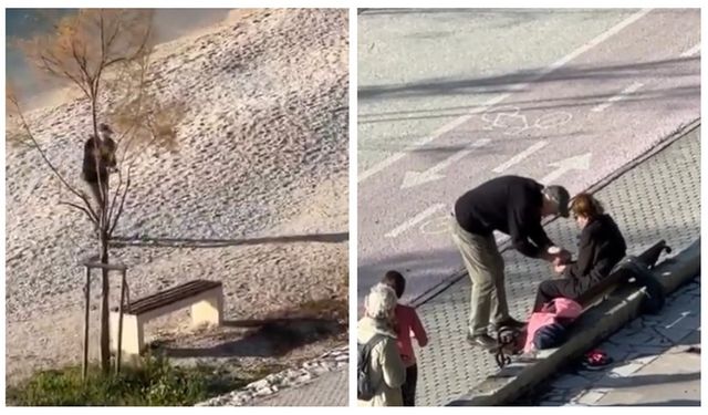 Eşi yürüyemediği için deniz suyunu avucunda taşıyıp eşinin eline döken yaşlı adam gündem oldu