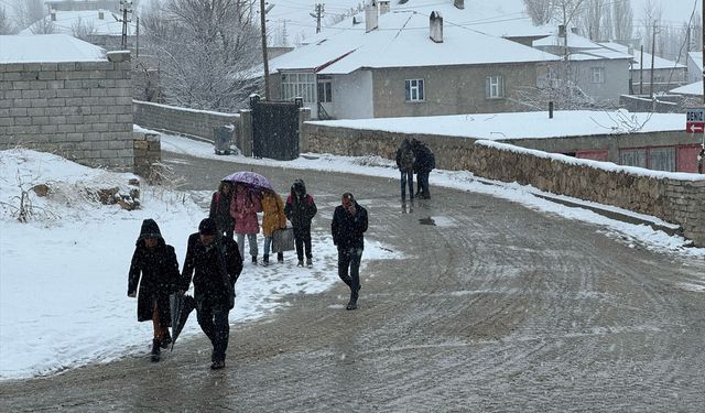 Başkale'de kar etkili oldu