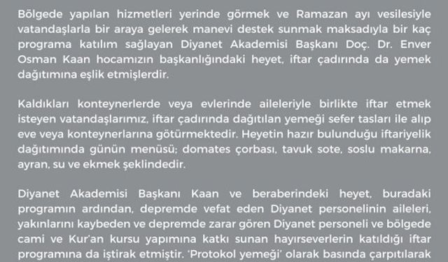 "Depremzedeye makarna" haberine Diyanet İşleri Başkanlığı’ndan sert yanıt