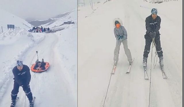 Eğribel’e tünel yapıldı, eski yol kayak pistine dönüştü