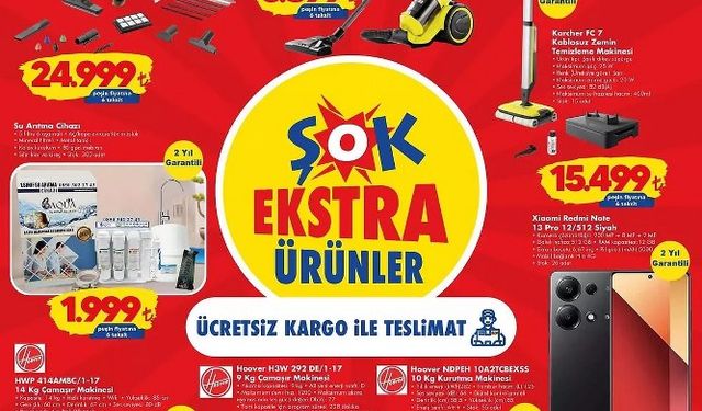 ŞOK'a Karcher Buharlı Temizlik Makinesi/Dikey Şarjlı Süpürge, Çamaşır Kurutma Makinesi geliyor