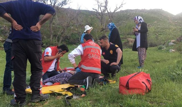 Yaylada yaralanan kadının imdadına  ambulans helikopter yetişti!