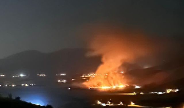 Anız yangını kilometrelerce uzaktan görüntülendi