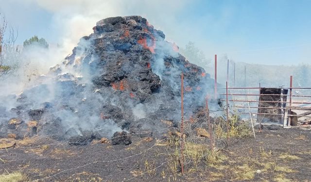 Erzincan Güllüce Mahallesi’nde saman yangını