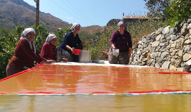 Pekmez yapımı imece usulü gerçekleştiriliyor