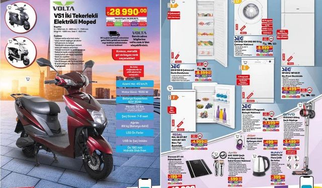 A-101’e, Buzluk Termos, Halı ve Koltuk yıkama Makinesi, Elektrikli Moped, Beyaz eşya seti geliyor…