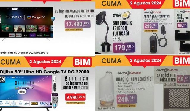 BİM 2 Ağustos kataloğunda büyük indirimler! Ultra HD TV, Akıllı bileklik, Laptop, Powebank,Araç içi nemlendirici…