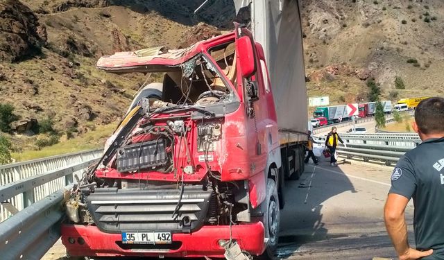 Erzurum'da bariyerlere çarpan tırın sürücüsü hayatını kaybetti