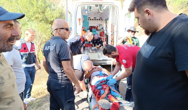 Tunceli'de devrilen kamyonun şoförü yaralandı