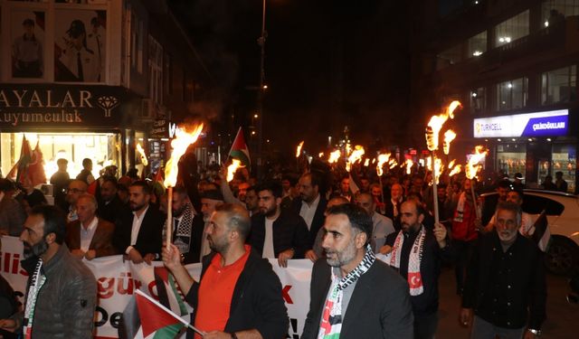 Ağrı'da İsrail’in Filistin’e yönelik saldırıları protesto edildi