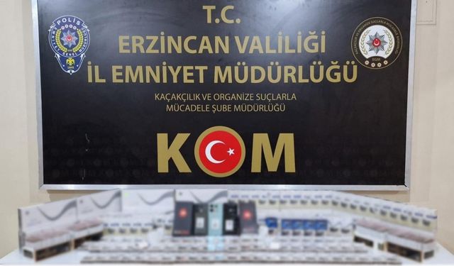 Erzincan’da 60 bin değerinde kaçak telefon ve sigara ele geçirildi