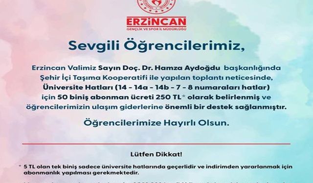 Toplu taşıma hizmetlerinde Üniversite öğrencilerine müjdeli haber