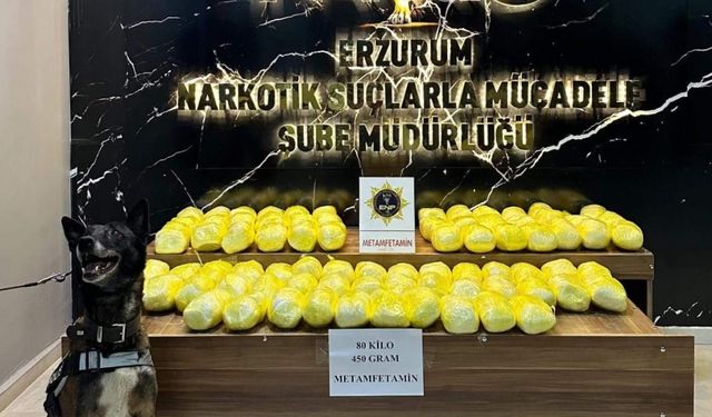 Erzurum'da 80 kilo 450 gram sentetik uyuşturucu ele geçirildi