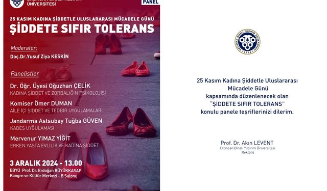 Erzincan Binali Yıldırım Üniversitesi’nde "Kadına Şiddetle Uluslararası Mücadele Günü" Paneli Düzenlenecek