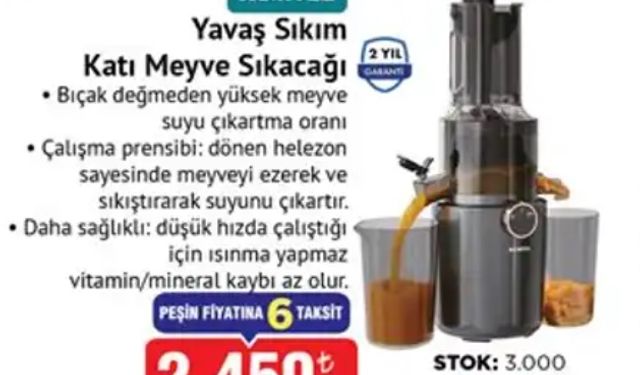 Bim’de 2 Ocak 2026 İndirim Coşkusu: Kumtel Yavaş Sıkım Katı Meyve Sıkacağı