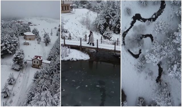 Dumanlı Tabiat Parkı Beyaza Büründü (VİDEO)