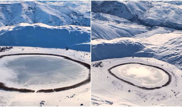 "Doğadaki Göz” Buz Tuttu: Polat Gölü Kışın Büyüledi (VİDEO)