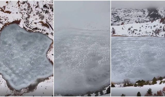 Kemah’ta Ardos Gölü Buz Tuttu: Kış Manzarası Hayran Bıraktı (VİDEO)