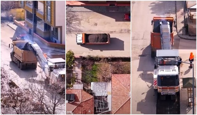 Eski Asfalt Kaldırılıyor, Yeni Asfalt Seriliyor