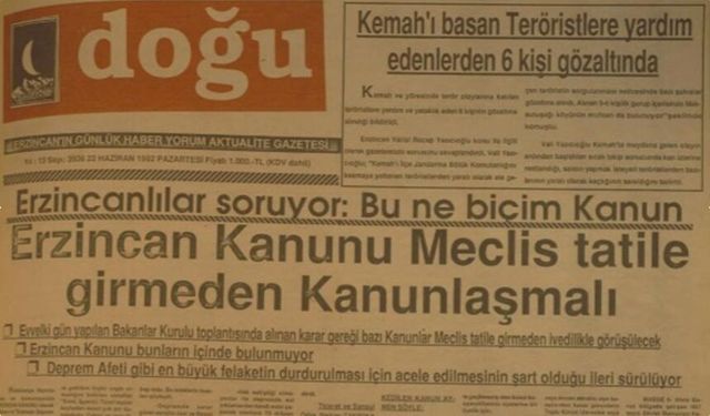 Erzincan’da 34 Yıl Önce Bugün: Erzincan’da "Kanun" Telaşı, Kemah’ta Terör Operasyonu