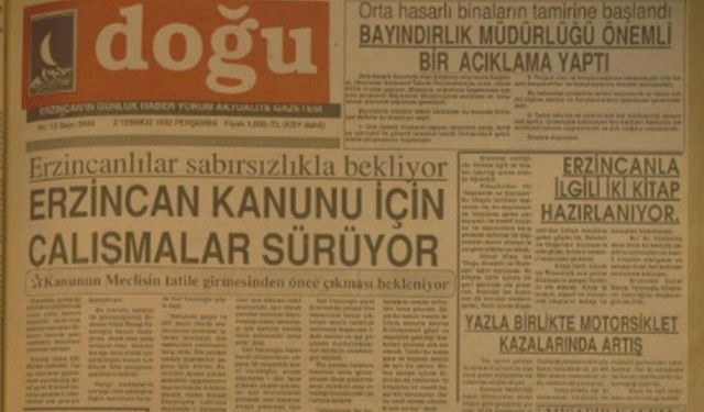 2 Temmuz 1992 Tarihinde Erzincan Gündemi: Şehirde Hareketli Günler