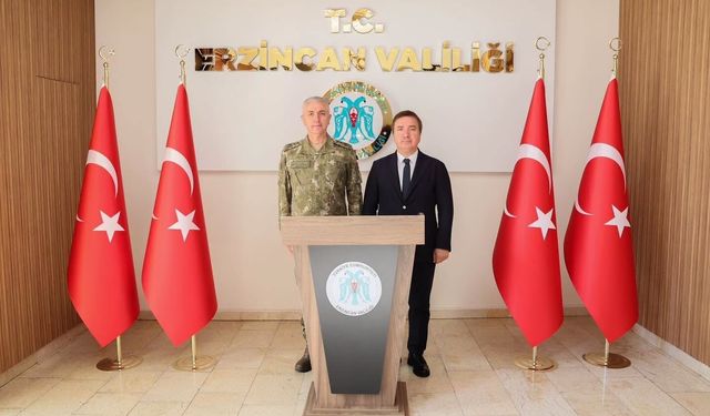 3. Ordu Komutanlığına atanan Tümgeneral Aktaş'tan Erzincan Valisi Aydoğdu'ya ziyaret