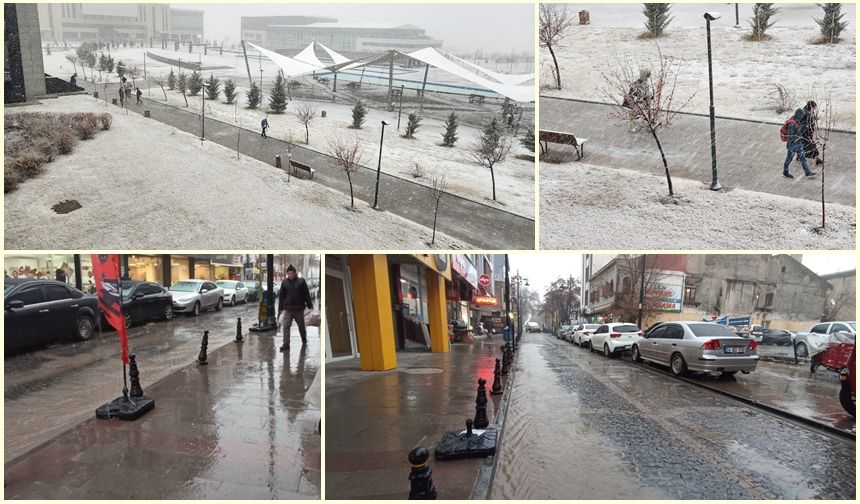 Erzincan'ın bir kısmı yağmura bir kısmı da  kara teslim oldu