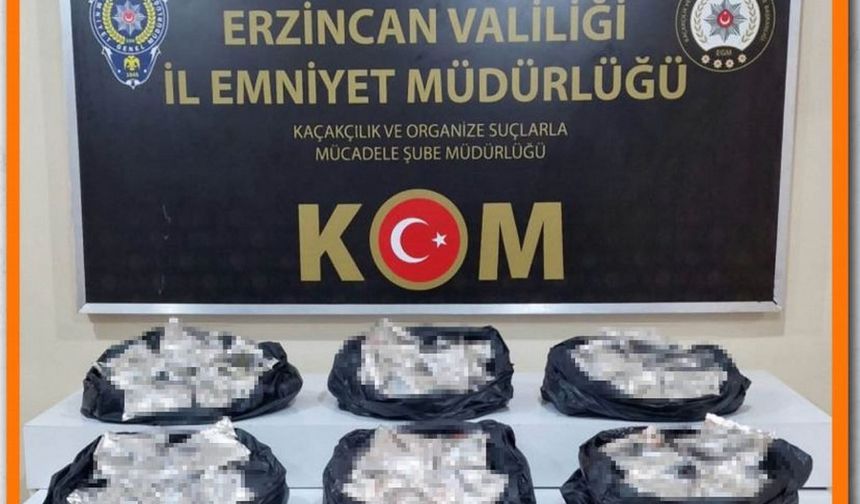 Erzincan’da piyasa değeri 200 bin  TL tütün ele geçirildi