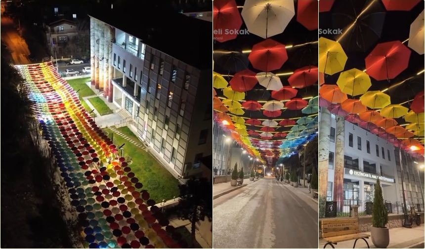Erzincan’ın Yeni Çekim Noktası: Şemsiyeli Sokağa İlgi Yoğun (VİDEO)