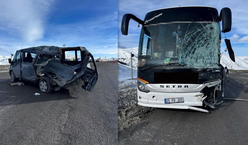 Kızıldağ'da otobüs ile minibüs çarpıştı: 3 yaralı