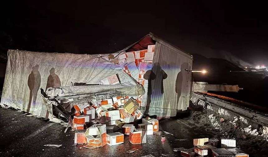 Erzincan-Sivas Karayolunda Elektrik Malzemesi Yüklü Tır Devrildi!