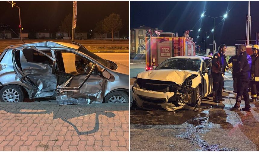 TEDAŞ Kavşağı’nda Gece Yarısı Kaza: 3 kişi Yaralandı (VİDEO)