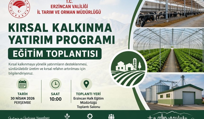 Erzincan’da Kırsal Kalkınma İçin Eğitim Toplantısı Düzenleniyor